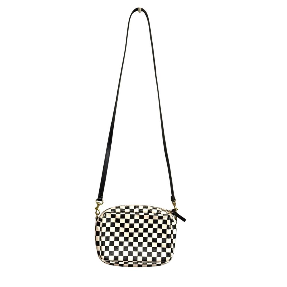 Clare V Mini Sac Black & White Checker Goatskin Leather Crossbody USA - Picture 9 of 9